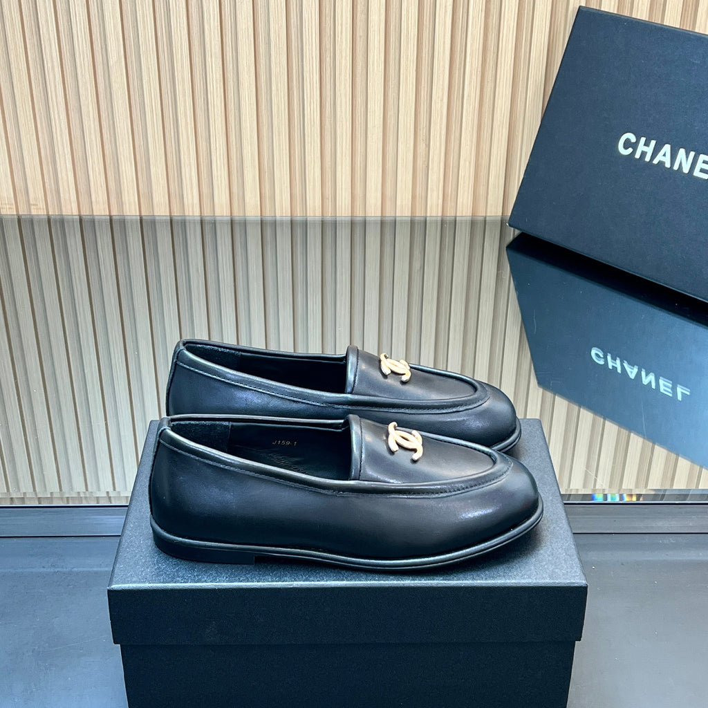 CHANEL 25S TEDDY LOAFER 15MM IN BLACK CALFSKIN GOLD HARDWRE