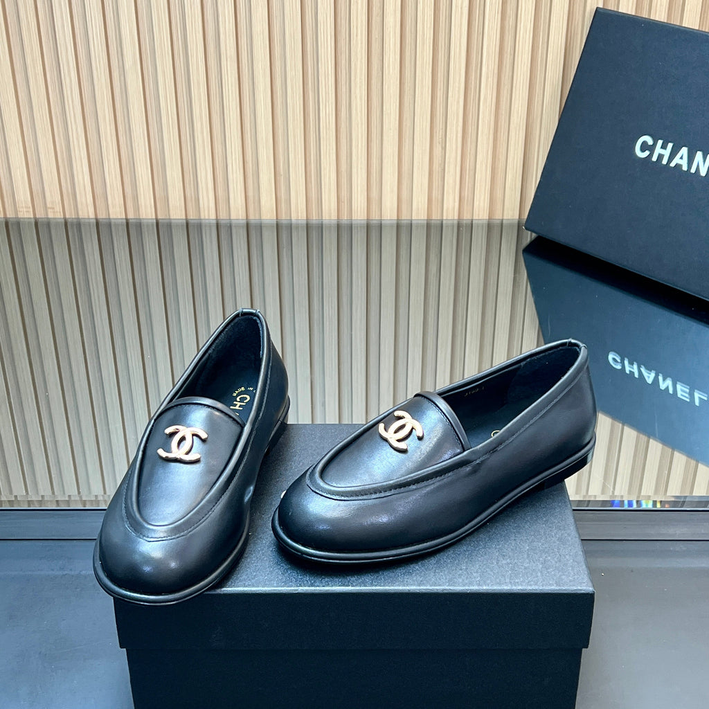 CHANEL 25S TEDDY LOAFER 15MM IN BLACK CALFSKIN GOLD HARDWRE